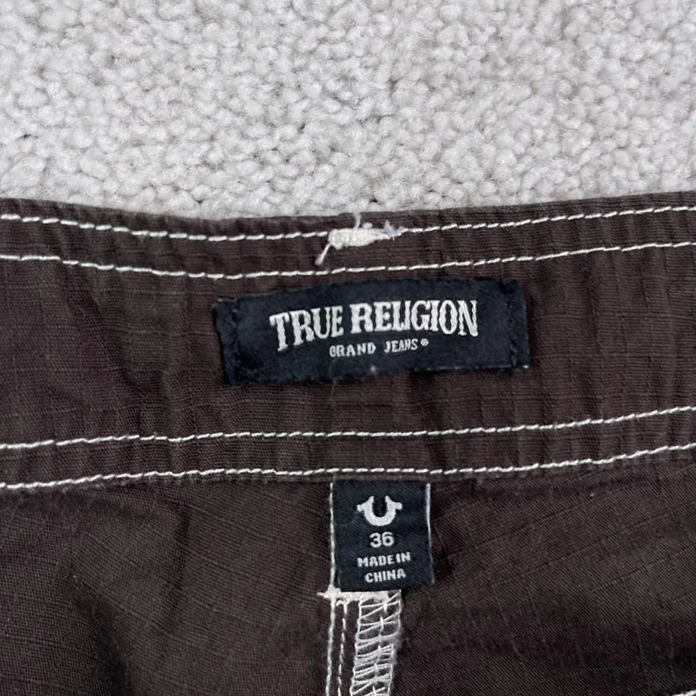 True Religion Cargo Pants Mens 36x31 Brown Ripstop Utility Streetwear Tactical